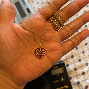 18k Saudi gold necklace 18inch with agate stone